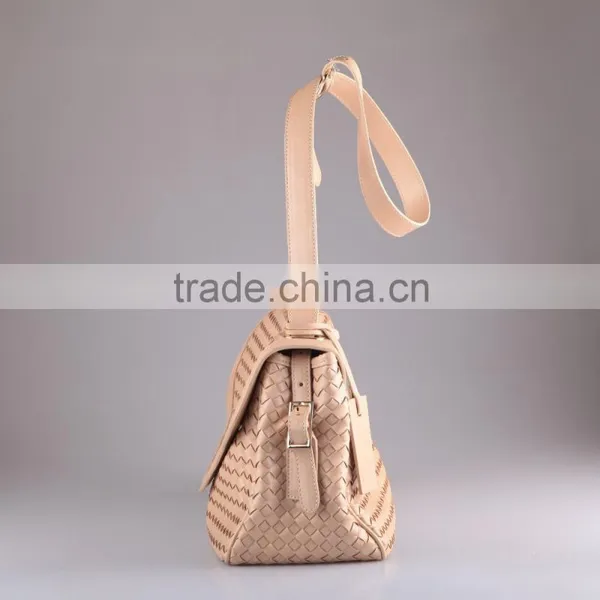 3505 New Designed Hot Sale Pink Woven PU Leather Handbag Factory Price photo-3