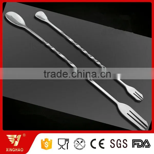 Two Head Stainless Steel Bar Spoon With Long Twist Handle photo-4