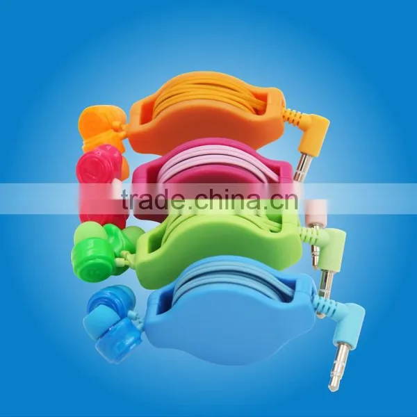 3.5mm Stereo In-ear Design Cute Candy Color Double Retractable Earphone Earbuds for MP3 MP4 for Android Samsung HTC LG IOS photo-3