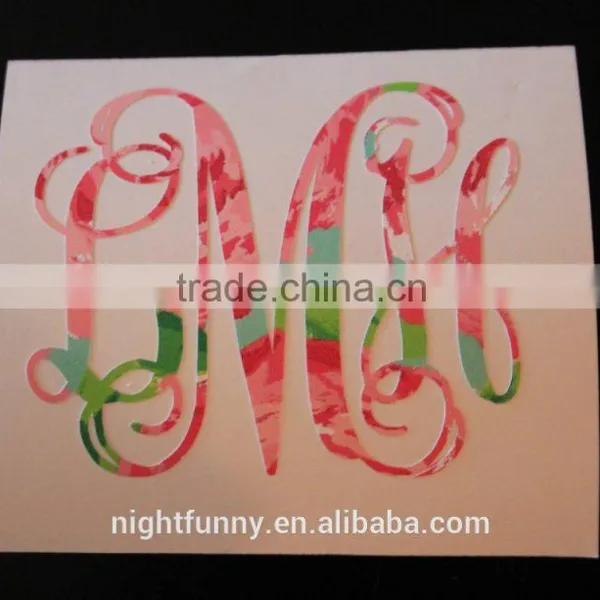 Monogrammed Sticker,Personalized Initials,Lilly Pulitzer Inspired Vine Monogram Sticker, Laptop Sticker, Phone Sticker photo-3