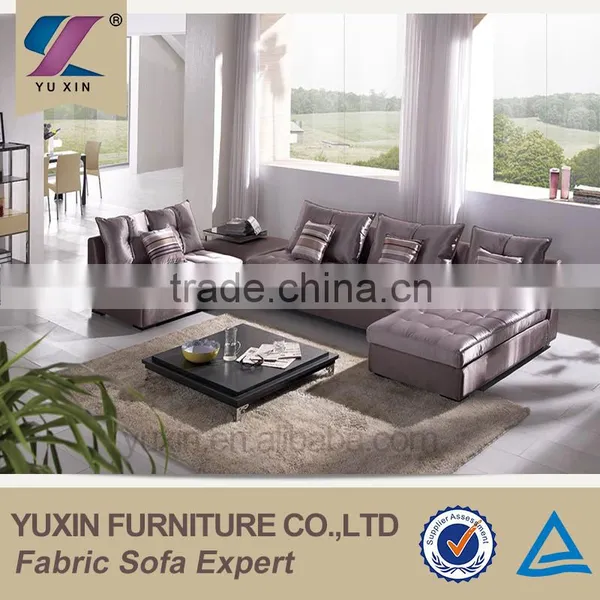 Diamond Buttoned Purple Corner Sofa Set Home Furniture Corner Sofa photo-2