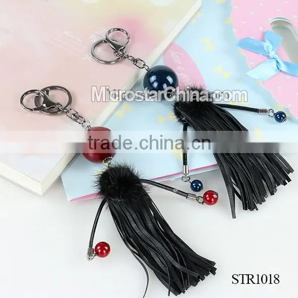 Wholesale 2016 IN STOCK Fashion Tassel Leather Keychains for Women photo-2