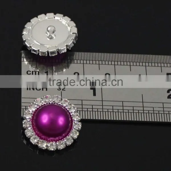 Small 18 mm Pearl Crystal Shank Rhinestone Button Embellishment photo-2