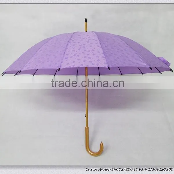 23"*16k Manual Open Wooden Staight Umbrella photo-2