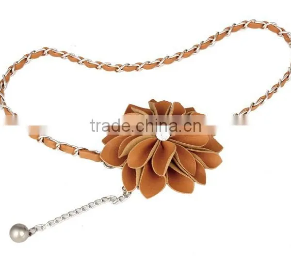 Fashion PU Flower Metal Waist Chain Female Belt SWF-W15062926 photo-3