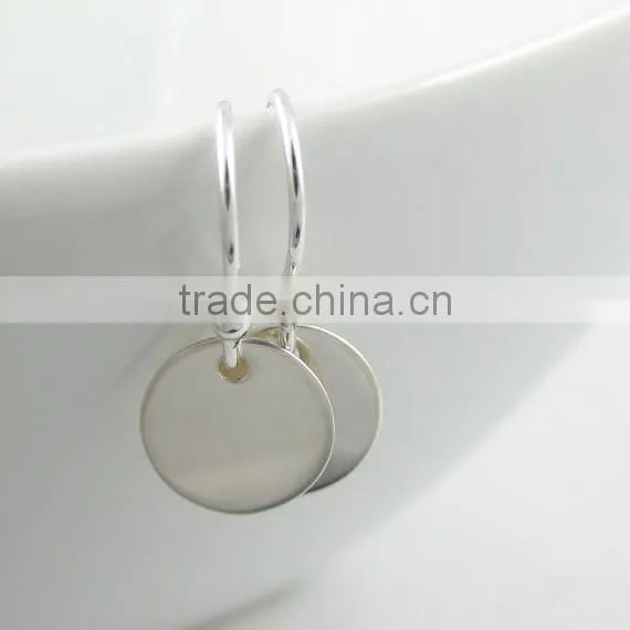 Polished Simple Sterling Silver Discs Disc Hook Earrings photo-2