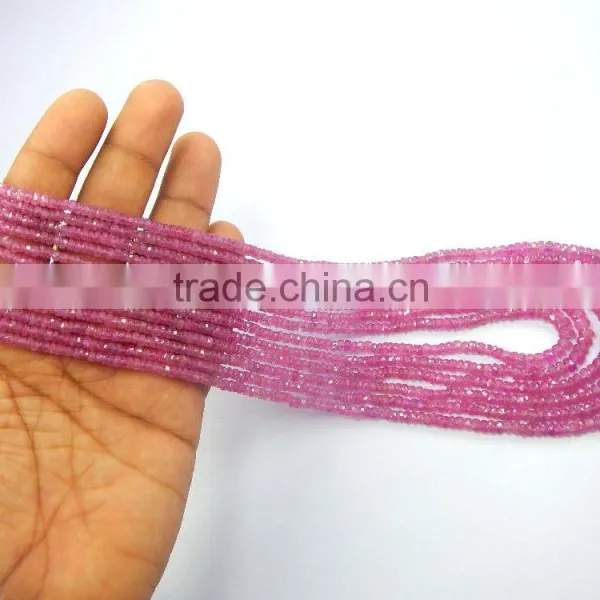 Natural Pink Sapphire Roundel Faceted Beads photo-4