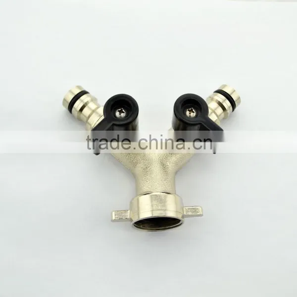 Brass Y Shut-off Valve Chrome Plated Garden Hose Valve Y Water Valve With Butterfly Handle 2 Way Valve photo-3