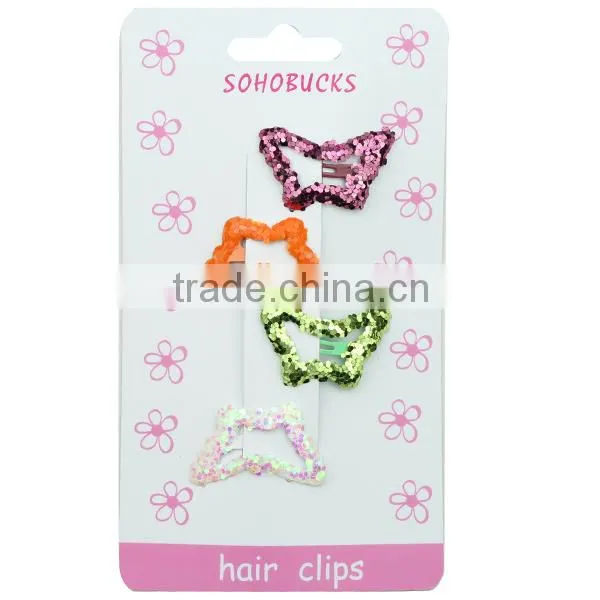 Bling Snap Hair Clip Butterfly Hair Clip Barrette with Glitter Sequin Assorted Color