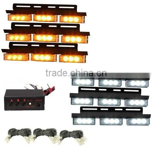 54 LED Amber & White Emergency Vehicle Strobe Lights Car Truck Flash Warning Lights for Front Grille/Deck photo-6