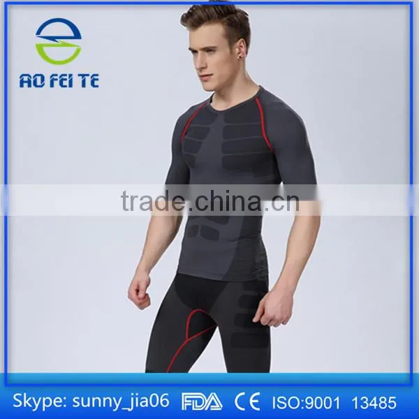 Men's Cool Dri Fit Compression Baselayer Short Sleeve T Shirts, Crew Neck Stretch Slimming Body Shaper Top Shirt photo-2