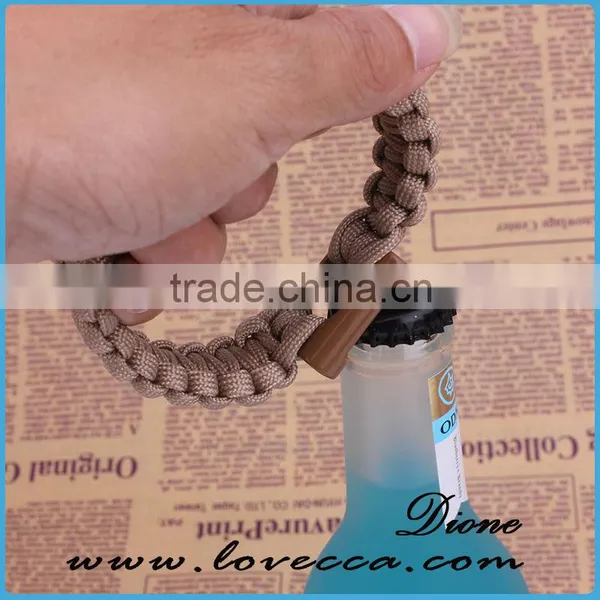 Custom Metal Braided Survival Paracord Bottle Opener Bracelet/firestarter/flint/whistle photo-3