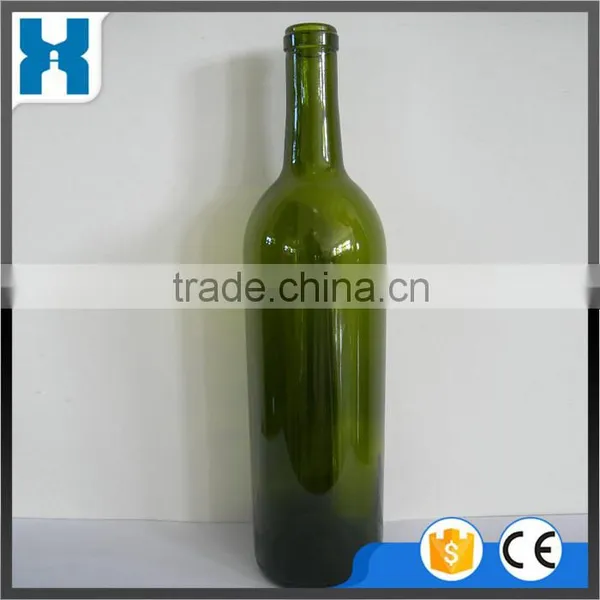 FLINT GREEN GLASS WINE BOTTLE WITH CORK LID 750ML
