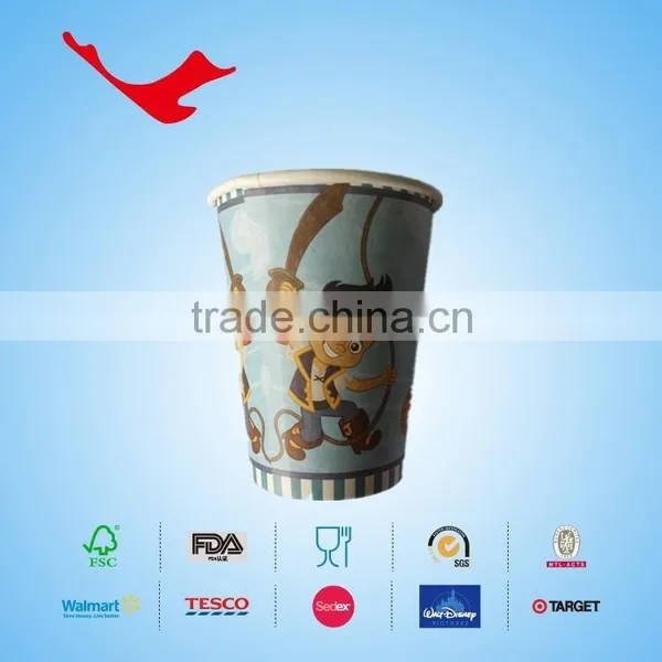 12oz Printed PE Coated Single Wall Disposable Paper Cups With Lids photo-4