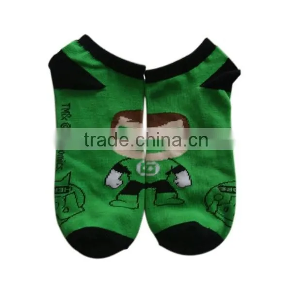 GSW-117 Bulk Cartoon Design Green 100% Cotton Thin Ladies Women Ankle Socks