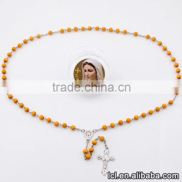 Low Price Wood Bead Necklace, Hot Sale Cross Pendant Necklace photo-5