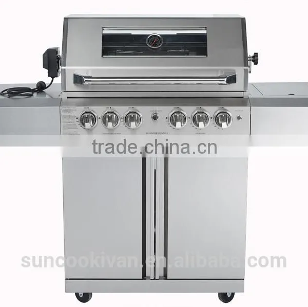 Outdoor Barbecue Gas Grill, 4 Main Burners+1 Side Burner+1 Infrared Rear Burner