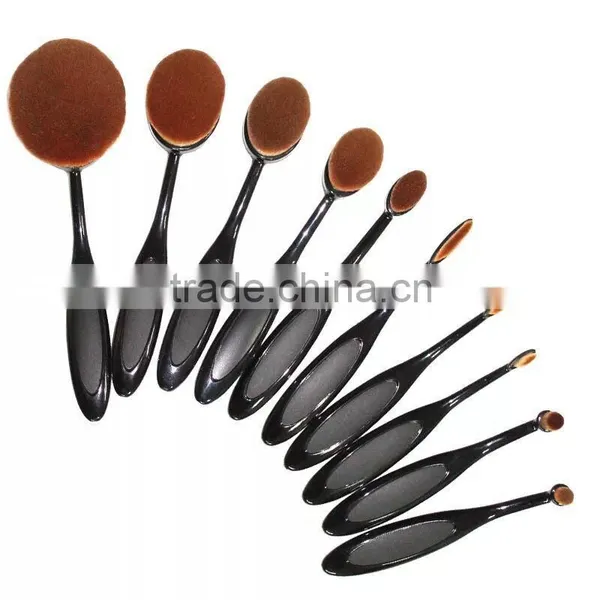 2016 New Professional 10 Pcs Soft Oval Toothbrush Design Makeup Brush Brush Makeup Cosmetics Tool Sets Foundation Brushes photo-3