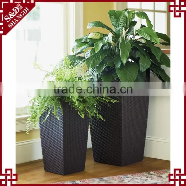 Resin Rattan Woven Indoor Decorative Tall Japanese Planters photo-2