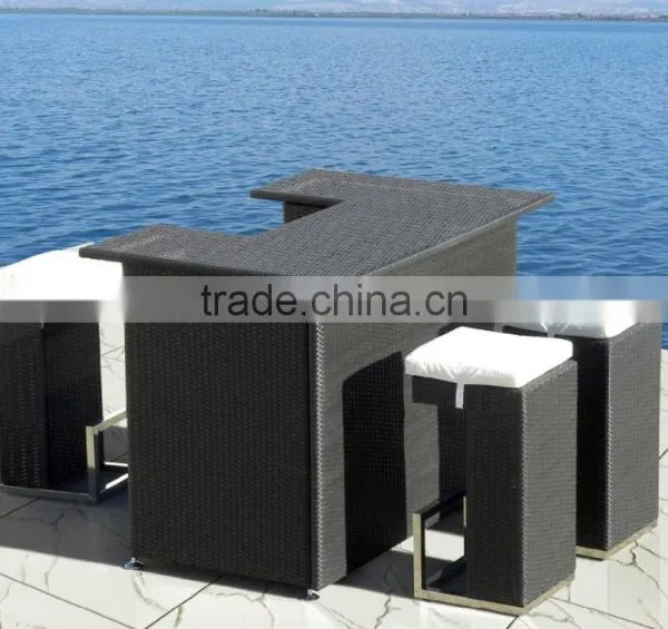 TG15-0201 Hotel Project Beach Wicker Rattan Patio Bar Set photo-3