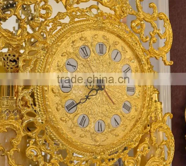 European Copper Grandfather Floor Clock, Metal Pendulum Chiming Clock, Home Decoration Art Clock photo-4