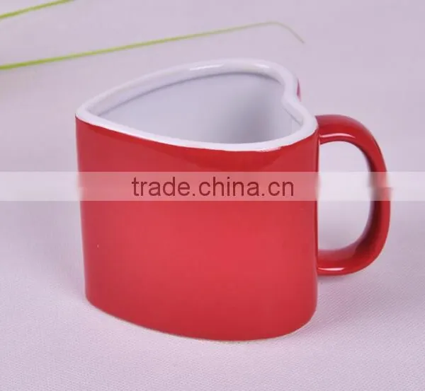 250ml Red Heart Ceramic Mug With Handle Red Coffee Mug Red Drinking Mug photo-2