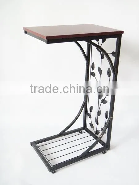 RH-4424 Metal Accent Wooden Table Vine Leaf Design Modern Sofa Side Table photo-4
