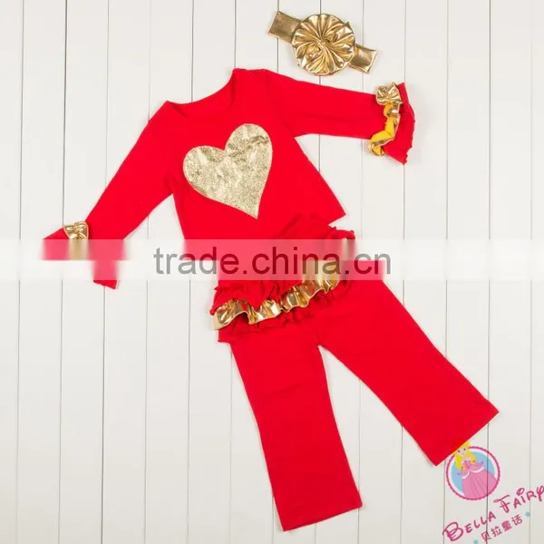 Wholesale High Quality Golden Autumn Outfits for Baby Girls Christmas Outfits for Infant Girls photo-5