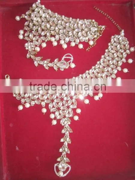 GOLD Tone TCRYSTAL Pearl PAYAL Anklets Toe Ring Barefoot Sandal photo-2