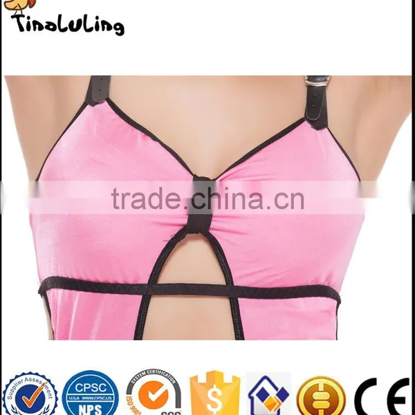 Wholesale Accept Hot Sexy Backless Party Dresses for Women Pink Sexy Sleepwear Lingerie Manufactuer photo-3