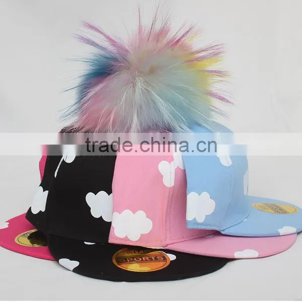 Myfur Baby Boy Spring Baseball Cap Wholesale With Detachable Colorful Raccoon Fur Ponpon photo-5