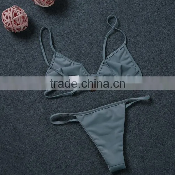 M1222 Runwaylover 2016 Ladies Gray Polyester Split Swimsuit Bikini photo-2