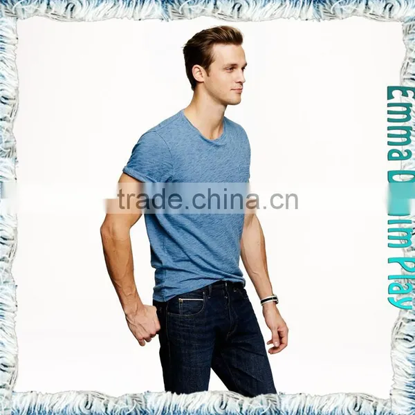2016 Latest Customized Style Fashion Sexy Men's High Quality Soft Cotton Boat Neck T-shirts photo-2