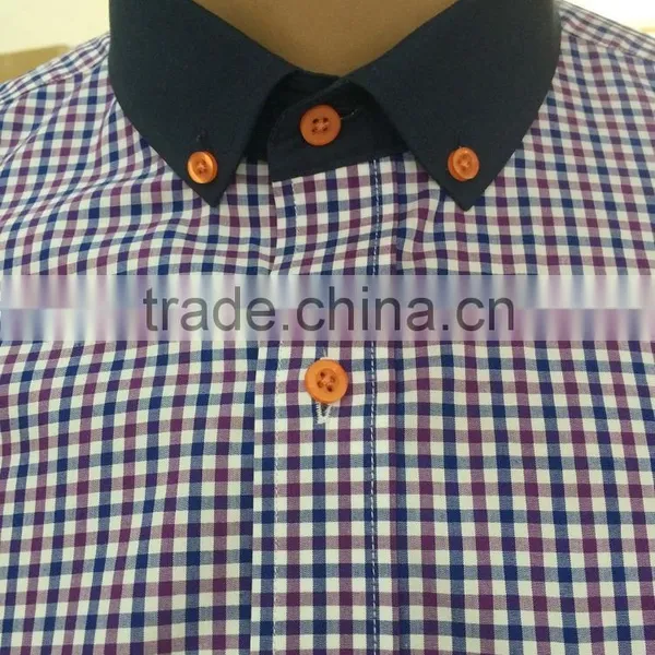 Leather Pocket on Left Check Checked Men's Casual Shirt in Latest Design photo-2