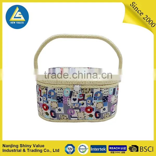 Fabric Covered Sewing Basket For Sewing Needlework At Home Handwork photo-3