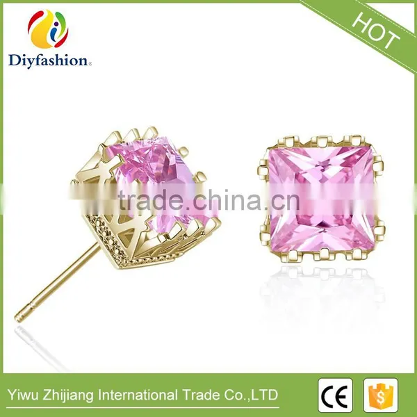 Fashion Jewelry Colorful Hollow Square Cubuic Zircon Stud Earring photo-3