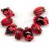 Red and Black Rondelle Lampwork Flower Beads Wholesale From China Beads Factory