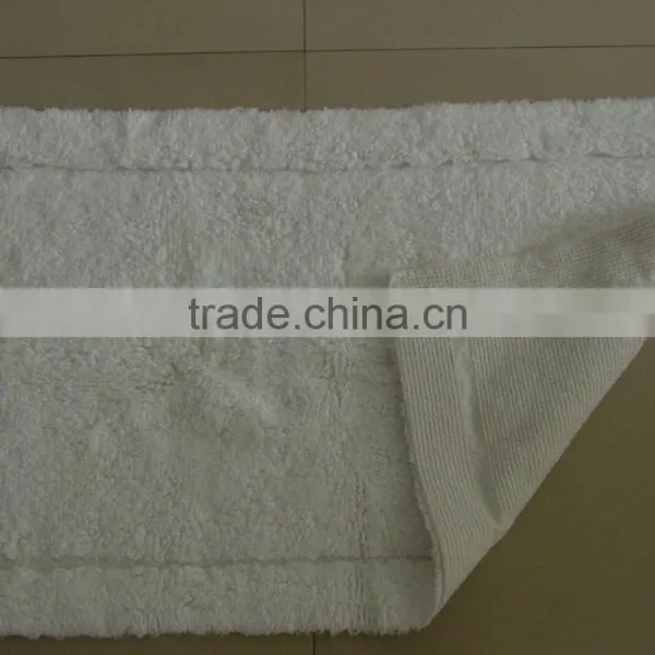 Hotel Antislip White Cotton Bath Rug With Rubber Bottom photo-4
