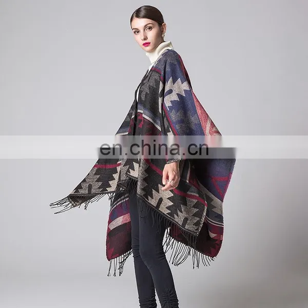 Cashmere Scarf Lengthened And Thickened Folk Style Travel Down Cape Cloak photo-4