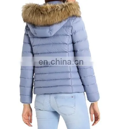 Factory OEM Short Warm Padding Winter Jacket Women With Fur Hood photo-3