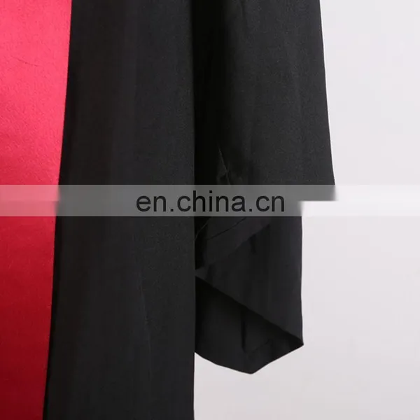 Black Graduation Master Gown With Red Satin in Front photo-2