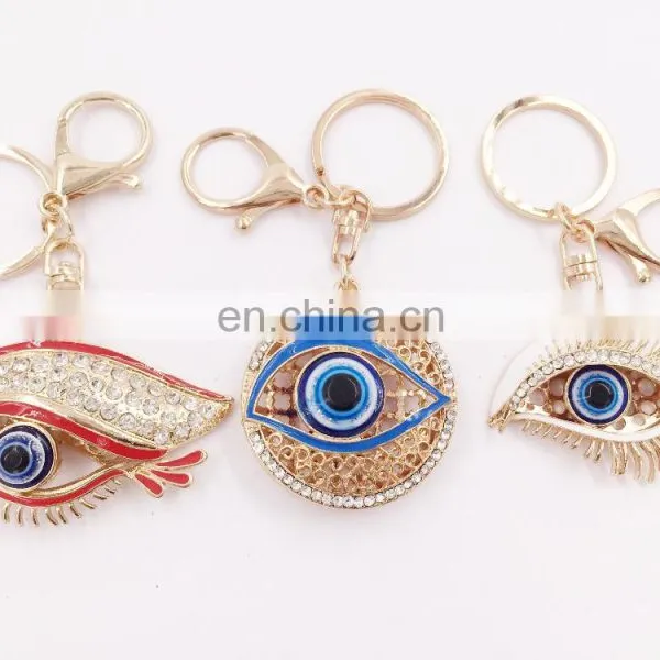 Hot Sale Personalized Metal Crystal Evil Eye Key Ring Car Keychain Pendant Key Chain photo-3