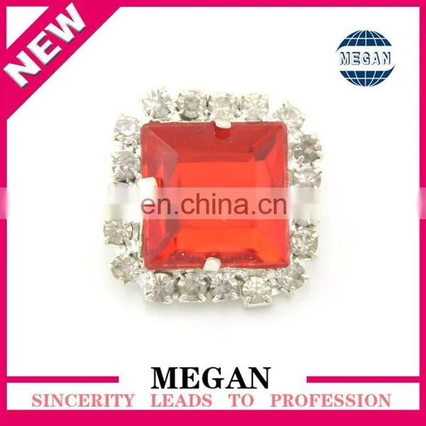 Flatback Square Shape Silver Rhinestone Crystal Button photo-5