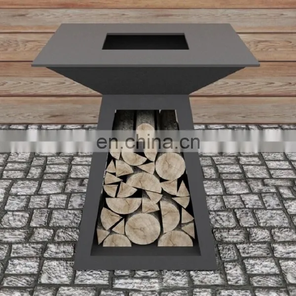 Custom Made Fireplace Corten Steel BBQ With Wood Storage photo-2