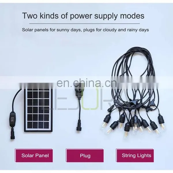 Waterproof Outdoor Christmas Light String, E26 E27 Black Solar Outdoor String Lights photo-4