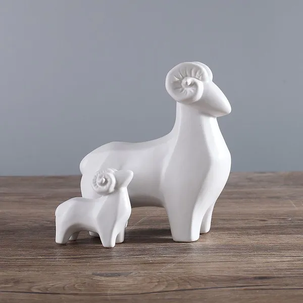 Black And White Sheep Animol Matte Hand Made Ceramic Decoration For Home Hotel Table photo-3