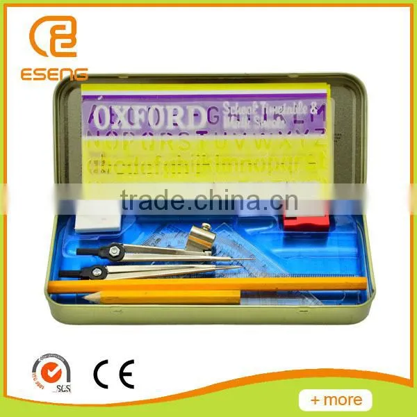 School Geometry Compass Ruler Set Pencil Sharpener Eraser Box