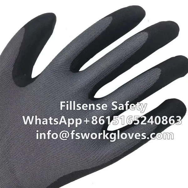 15Gauge Nylon Spandex Liner Microfine Nitrile Foam Coated Gloves Nitrile Work Gloves Nitrile Coated Gloves photo-4
