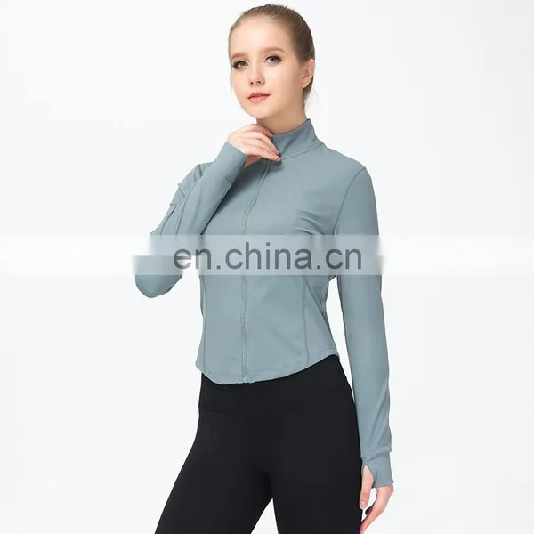 Newest Women's Long Sleeve Yoga Top Sports Casual Workout Gym Coat With Zipper Pockets Anti-bacterial Yoga Jackets photo-4