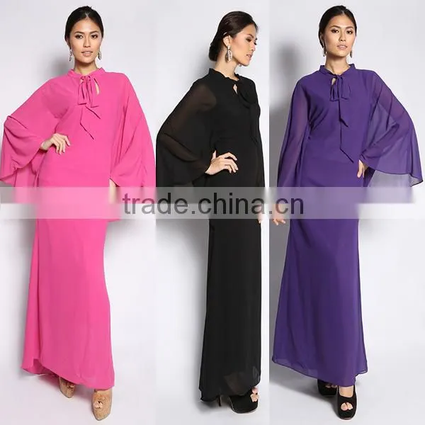 Muslim Clothing Manufacturer Women Long Sleeve Chiffon Colorful Abaya in India
